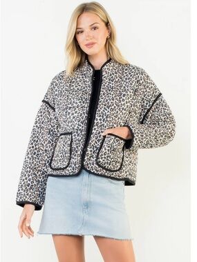 Autres Filles Leopard Print Puffer Quilted Jacket
